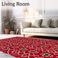 thumbnail image 2 of ODIKA 3'x5' Machine Washable Non-Slip Area Rug, Whimsical Christmas Cane Lattice with Seasonal Flair Details High Traffic Rug, Red, 647859, 2 of 5
