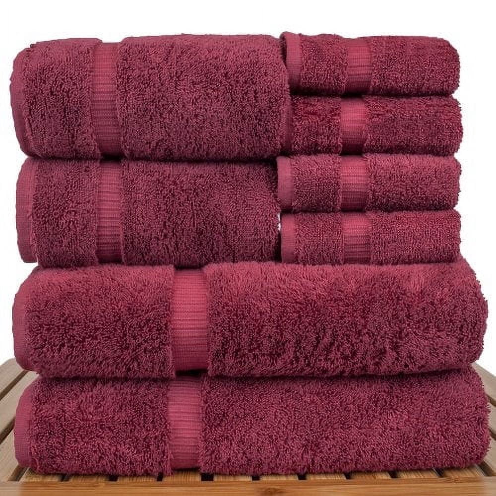 BC BARE COTTON Luxury Hotel & Spa Quality, Highly Absorbent 100% Turkish Cotton, 750+ GSM, Eco Friendly Towel, 2 Bath Towel, 2 Hand Towel, 4 Washcloths (8 Piece, Cranberry) (566-414)