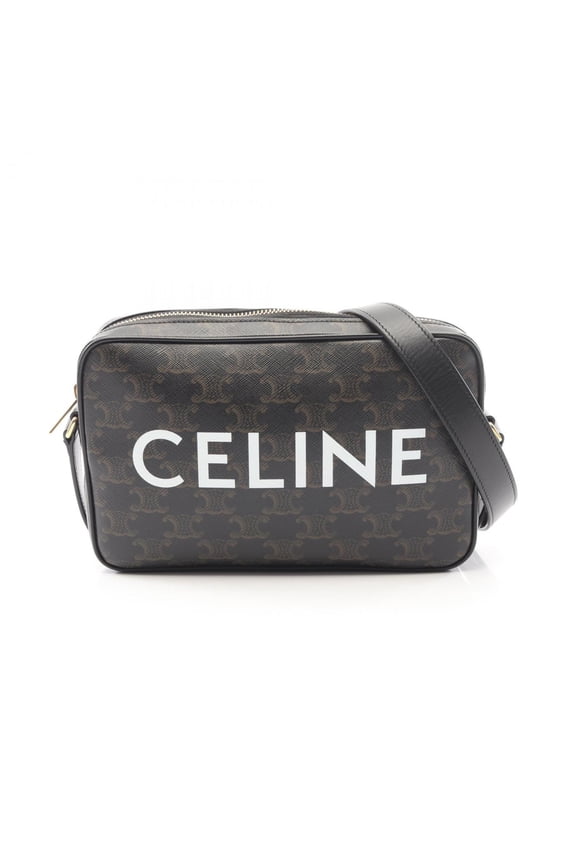 Pre-Owned Celine Triomphe Medium Messenger Bag, Shoulder Handbag, Coated Canvas and Leather,...