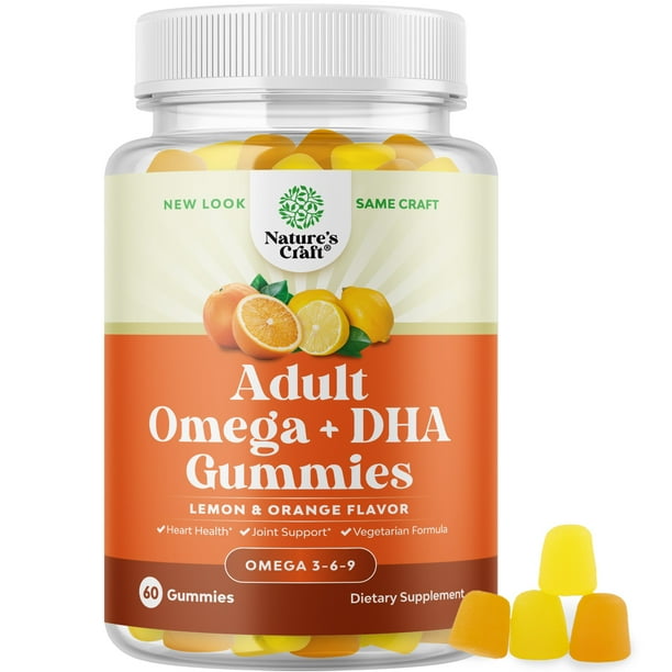 Omega 3 Gummies for Adults Vegetarian Omega 3 6 9 DHA Gummies for