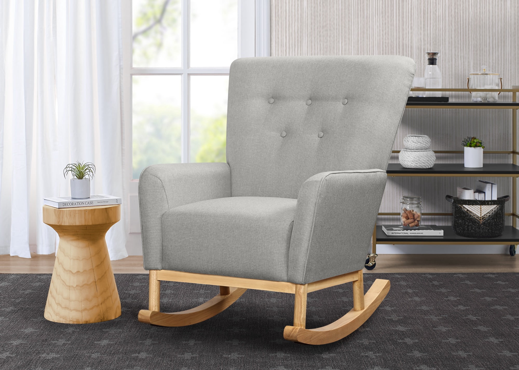 Delta Children Casey Rocking Chair, French Grey/Natural
