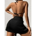 thumbnail image 2 of SEARIPE Women 3 piece Swimwear Halter Triangle Bikini Swimsuit With Beach Skirt Black L, 2 of 5