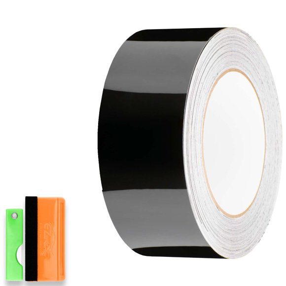 Kit de envoltura de vinilo EZAUTO WRAP negro brillante, 2 x 7,62 m, autoadhesivo