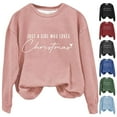 thumbnail image 4 of Baberdicy Sweatshirt for Women Just a Girl Who Loves Christmas Sweatshirt Xmas Sweater for Women Crewneck Pullover Tops Funny Christmas Shirt Gifts Pullover Sweaters for Women Red, 4 of 4