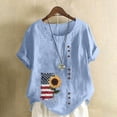 thumbnail image 2 of Sexlip Womens Short Sleeve Blouse Side Button Sunflower Flag Print Loose Sleeve Soft Fabric Relaxed Silhouette for Weekend Gatherings Blue XXXXXL, 2 of 4