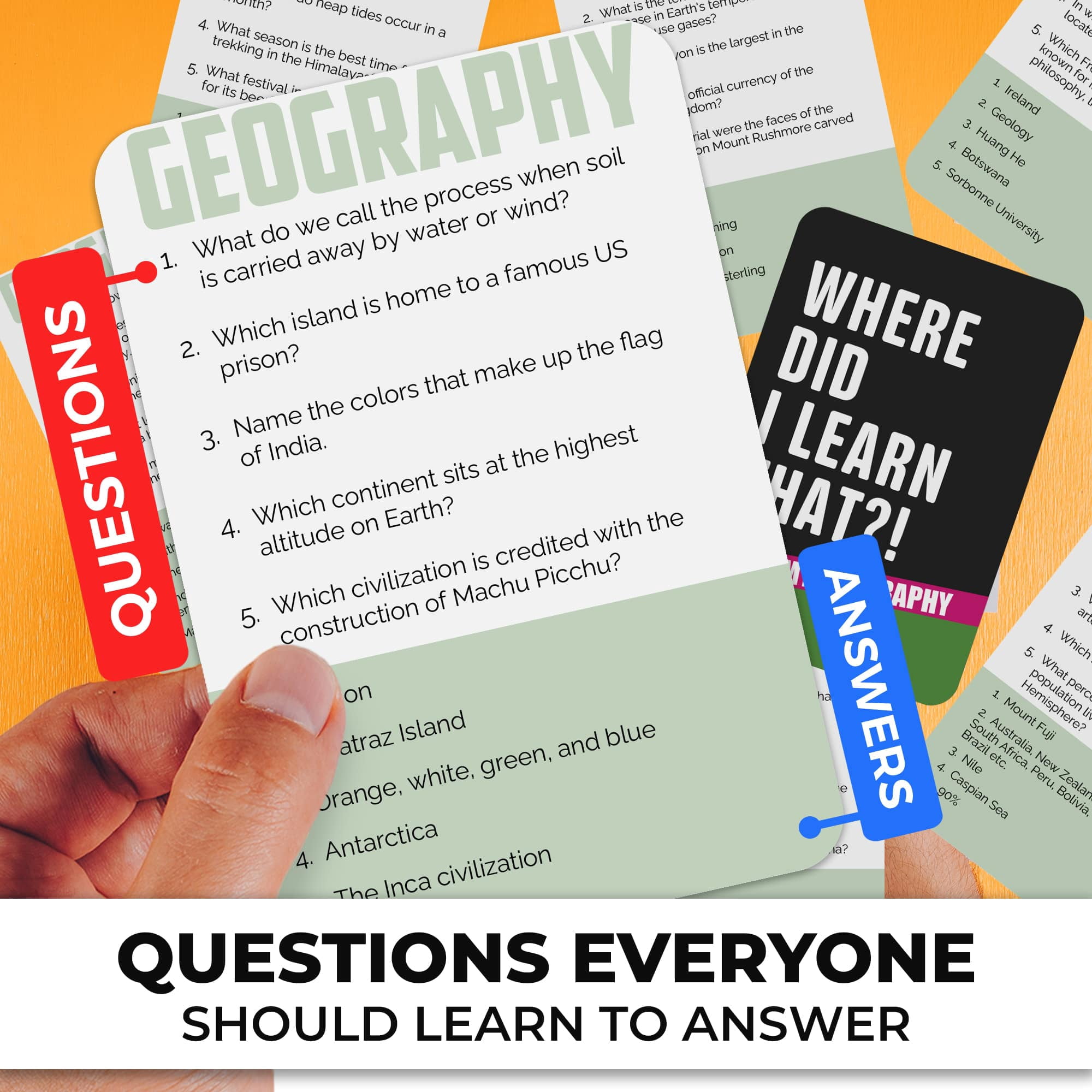 Quokka Trivia Card Games for Adults - Fun Board Games for Family - 500 Questions Geography 2+ Player