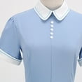 thumbnail image 5 of Zpanxa 1950's Dresses for Women Vintage, Contrast High Neck Doll Collar Lapel Mid Length Dress, Stretch Slim High Waist Swing Dress, Audrey Hepburn Style Party Dresses Light Blue M, 5 of 8