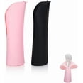 thumbnail image 2 of UYGDUY-2 PCS Portable Makeup Brush Holder Case, Silicone Travel Organizer Stand with Zipper Self Standing, Black and Pink, Waterproof Storage Container for Business Trips, Vacations, Home Vanity, 2 of 3
