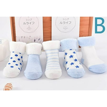 Prince Baby Socks - 5 Pairs Baby Unisex Toddler Infant Girls Boys Striped Dot Print Anti-slip Socks