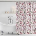 thumbnail image 3 of Pink Beige Flowers Shower Curtain, Waterproof Shower Curtains for Bathroom, Spring Floral Elegant Pastoral Botanical Washable Fabric Bathtub Curtain Set Bath Decor with 12 Hooks 48"x72", 3 of 8