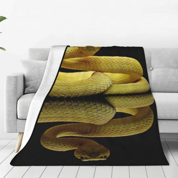 Fotbe Yellow White-Lipped Pit Viper Manta de Franela Acolchonada con Estampado, Súper Suave y Esponjosa, Extra Grande para Sofá, Cama, Uso Todo el Año-60"x50"