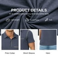 thumbnail image 5 of QDG Mens Polo Short Sleeve Shirt Casual Summer Classic Collared T-Shirt Basic Button Tee with Pocket Navy Blue L, 5 of 8