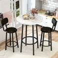 thumbnail image 5 of Cvortll 3 Piece Pub Table Sets, 23.6" Round Faux Marble Bar Tables with 2 Barstool, Wood Pub Bar Table Set for Small Spaces, Kitchen, Breakfast, 5 of 8