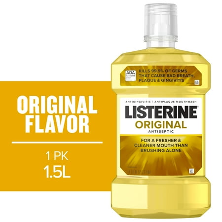 Listerine Original Antiseptic Mouthwash for Bad Breath & Plaque Oral Care, 1.5 L