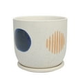 thumbnail image 1 of Sagebrook Home 8" Funky Planter With Saucer, White, Round, Ceramic, Contemporary, 7"H, Geometric, 1 of 9