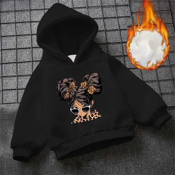 Hpapadks Toddler Hoodie Girls Fleece Hoodie Cozy Casual Fall Winter Top Boys Sweatshirts Black 120