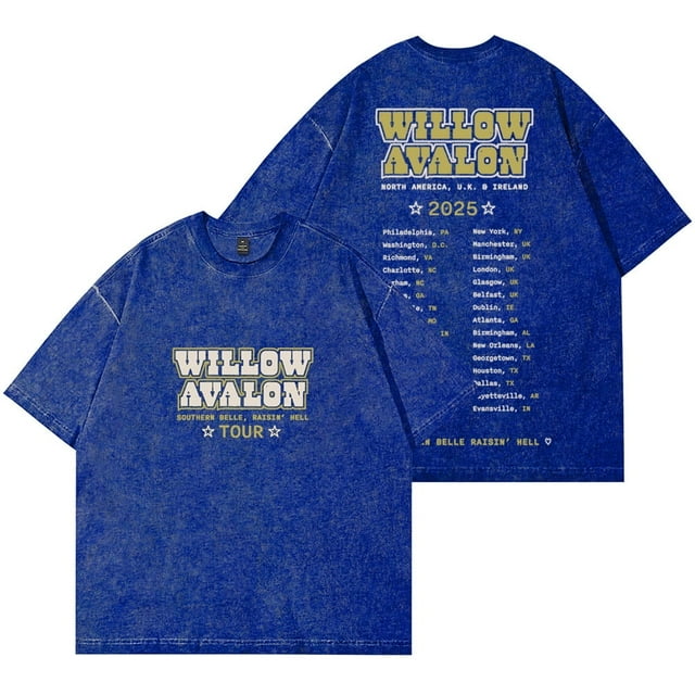 Willow Avalon Southern Belle Raisin Hell Tour 2025 Wash T-Shirts Unisex Cotton Short Sleeve Tee