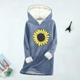 thumbnail image 4 of Tops for Women Long Sleeved Hooded Daisy Printing Thickened Casual Sweatshirt,Womens Tops Plus Size Blue XXXL, 4 of 5
