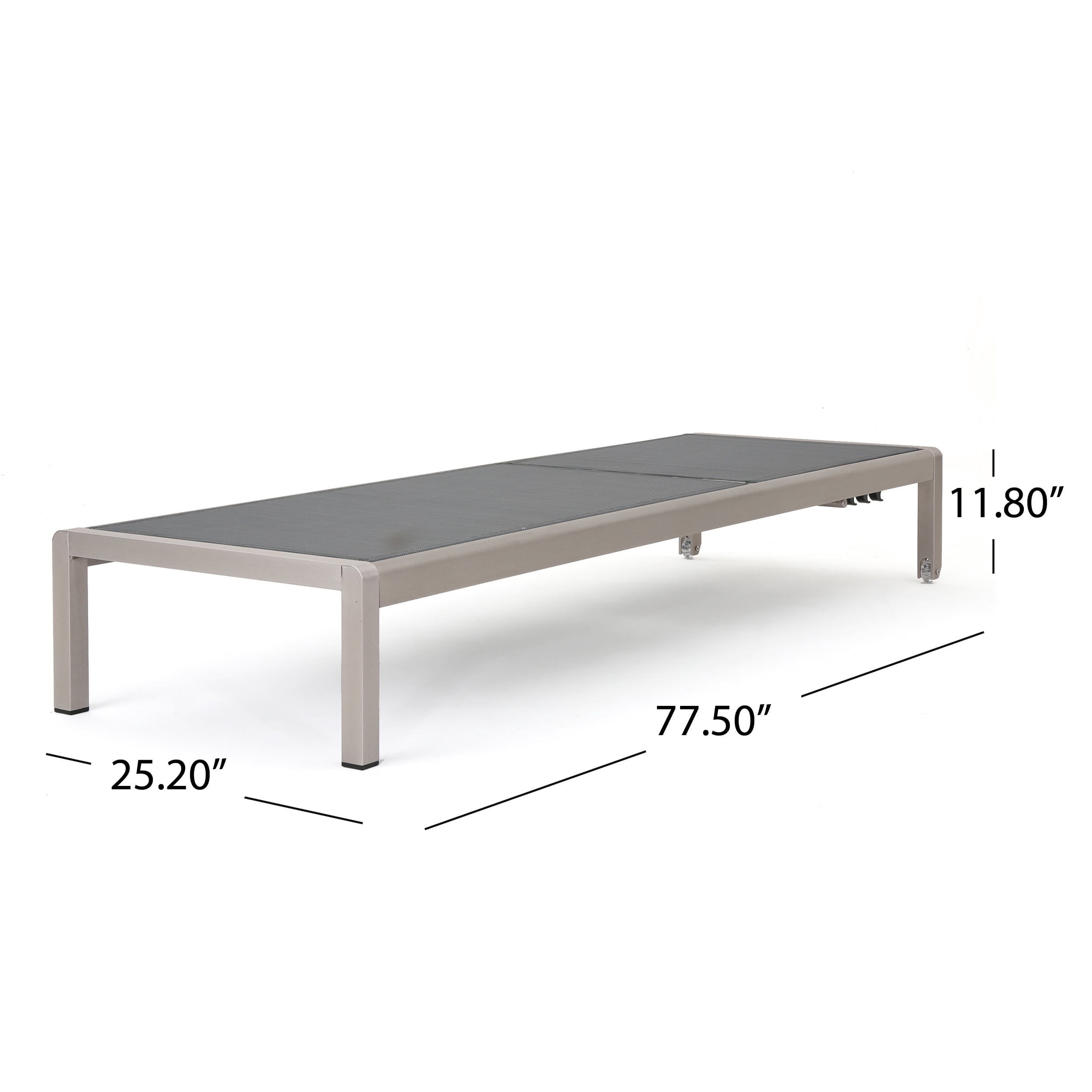 Miller Outdoor Mesh Chaise Lounge, Set of 2, Dark Grey, Silver
