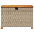thumbnail image 2 of vidaXL Garden Storage Box Beige 80x40x48 cm Poly Rattan Acacia Wood, 2 of 5