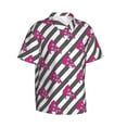 thumbnail image 2 of Hawaiian Shirt For Men, Cute Purple Pizza Stripe Mens Button Down Short Sleeve Shirt, Summer Beach Shirts For Men, 2 of 2