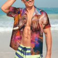 thumbnail image 7 of Pofeuu Oil Paintings of Elephants Print Hawaiian Shirt for Men Sleeves Casual Button Down Summer Beach Dress Shirts T-Shirts,Large, 7 of 7