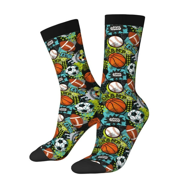 Balery Balls Calcetas Largas con Estampado para Hombre y Mujer – Suaves y Transpirables, Talla Única (US 5-11)