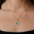 thumbnail image 3 of Gem Stone King 18K Yellow Gold Plated Silver London Blue Topaz and White Moissanite Pendant Earrings Set for Women (4.44 Cttw, Gemstone November Birthstone, with 18 inch Chain), 3 of 4