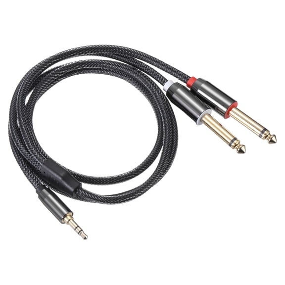 Uxcell 3.5mm Male TRS to 6.35mm Male TRS Audio Cable Nylon Braided for Phone Car CD Players