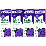 4 Pack Dimetapp Children's Cold & Allergy Cold Grape Flavor 4 Oz Each