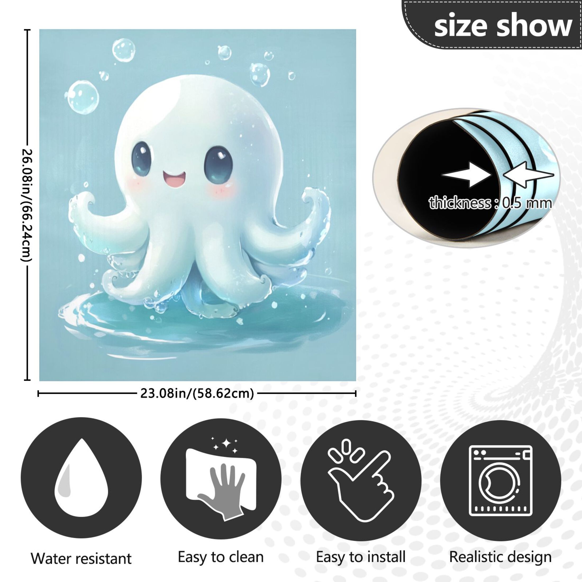 Dishwasher Magnetic Sticker 23x26 Inch Refrigerator Magnetic Sticker Washing Machine Magnetic Sticker Kitchen Panel Magnetic Sticker Home Decor Cartoon Blue Jellyfish