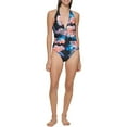 thumbnail image 2 of DKNY Women's One Piece Tummy Control Halter Neckline Swimsuit (Tropical, XL), 2 of 5