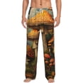thumbnail image 2 of Lsque Vintage Cloud Mushroom Print Men's Pajama Pants, Lounge Pant - Comfortable Home Wear,Elastic Waistband, Stylish Design-Large, 2 of 9