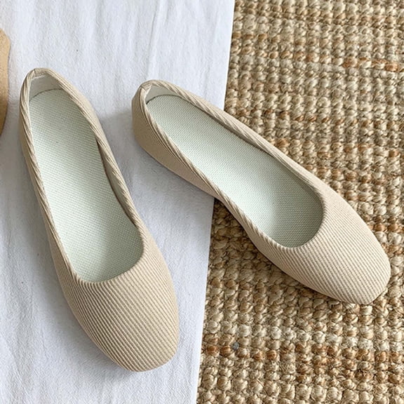 Samdudou Slip On Shoes for Women Closed Toe Classic Round Toe Loafers Ribbed Textured Upper Minimalist Lightweight Casual Everyday Walking Flats