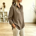 thumbnail image 4 of VBVC Women's Cotton Linen Henley Shirts , Ladies' Collared Long Sleeve Casual Blouses , Loose Fit Button Down Tunic Tops For Women, Brown , S-3XL, 4 of 6