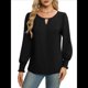 thumbnail image 1 of Blusas de Larga para Mujer, Blusas Informales de Negocios, Elegantes, para el Trabajo, la Oficina, Camisas Holgadas de Verano, Conjuntos de Moda 2025 Negro L, 1 of 8