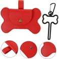 thumbnail image 3 of Sac pour Chien Pelle à Pot pour Animaux Tondeuse Extérieure Support de Sac à Déchets Distributeur de Sac à Déchets pour Chien Fournitures pour Chien Distributeur de Sac à Déchets pour Voyage Cuir Rouge, 3 of 5