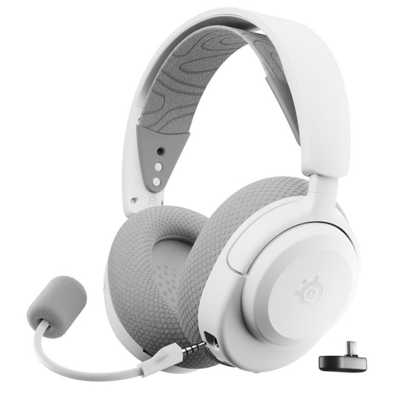 SteelSeries Arctis Nova 3P Wireless Multi-Platform Gaming Headset — Mobile App Control — 40 HR Battery — 2.4GHz/Bluetooth — Detachable Mic — PS5, PS4, PC, Switch, Mobile — White