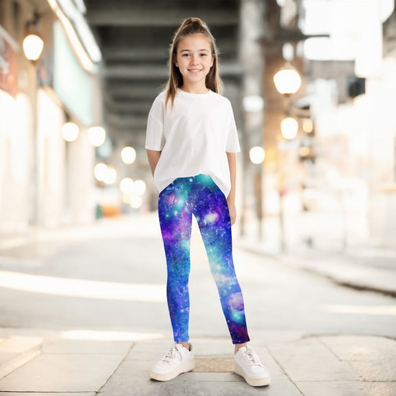 Pants for Girls Girls Star Planet Print Yoga Leggings Stretchy Athletic Blue 18-24 Months
