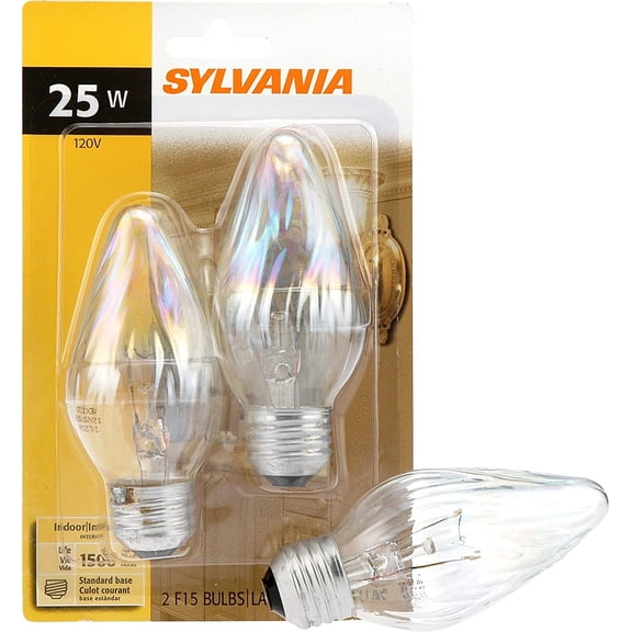 Sylvania 13821 - 25F/IC/BL/2PK 120V F15 Decor Flame Tip Light Bulb