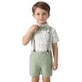 thumbnail image 3 of ANINEO Toddler Boys Short Sleeve Floral T Shirt Tops Suspenders Shorts Child Kids Gentleman Outfit Sets Classic Toddler Clothes Sets, 3 of 9