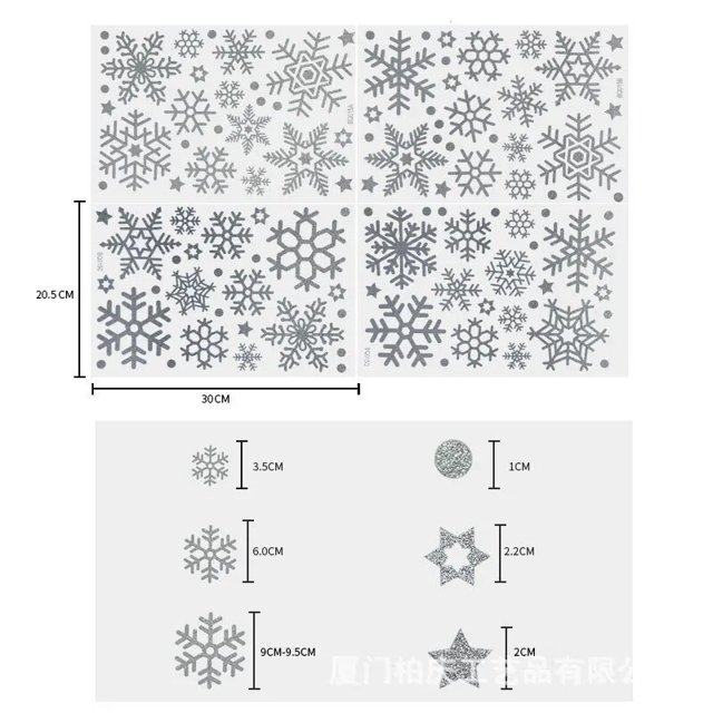 Decoraciones navideñas, pegatinas estáticas de nieve, pegatinas de vidrio para ventana, pegatinas de nieve, decoración de habitación transfronteriza, venta al por mayor