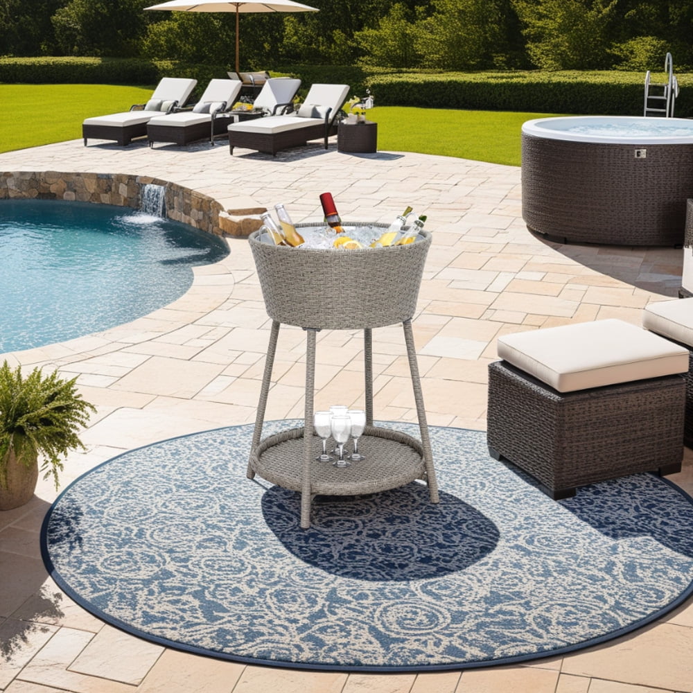 Abble 33.5"H Outdoor Ice Cooler Tub with Stand
