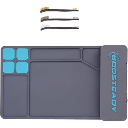 Adoreal Gun Cleaning Mat, Pistol Mat, Anti-Slip Rubber Gun Mat, Magnetic Pistol Cleaning Pad with Integrated Box 15.9" x 9.8"（Gray）