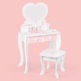 thumbnail image 3 of Kids Vanity Toy, Toddler Wooden Makeup Vanity Table & Chair Set, Pretend Play Dressing Accessories Toy, Princess Mirror, Girls Vanity Set White, 3 of 15