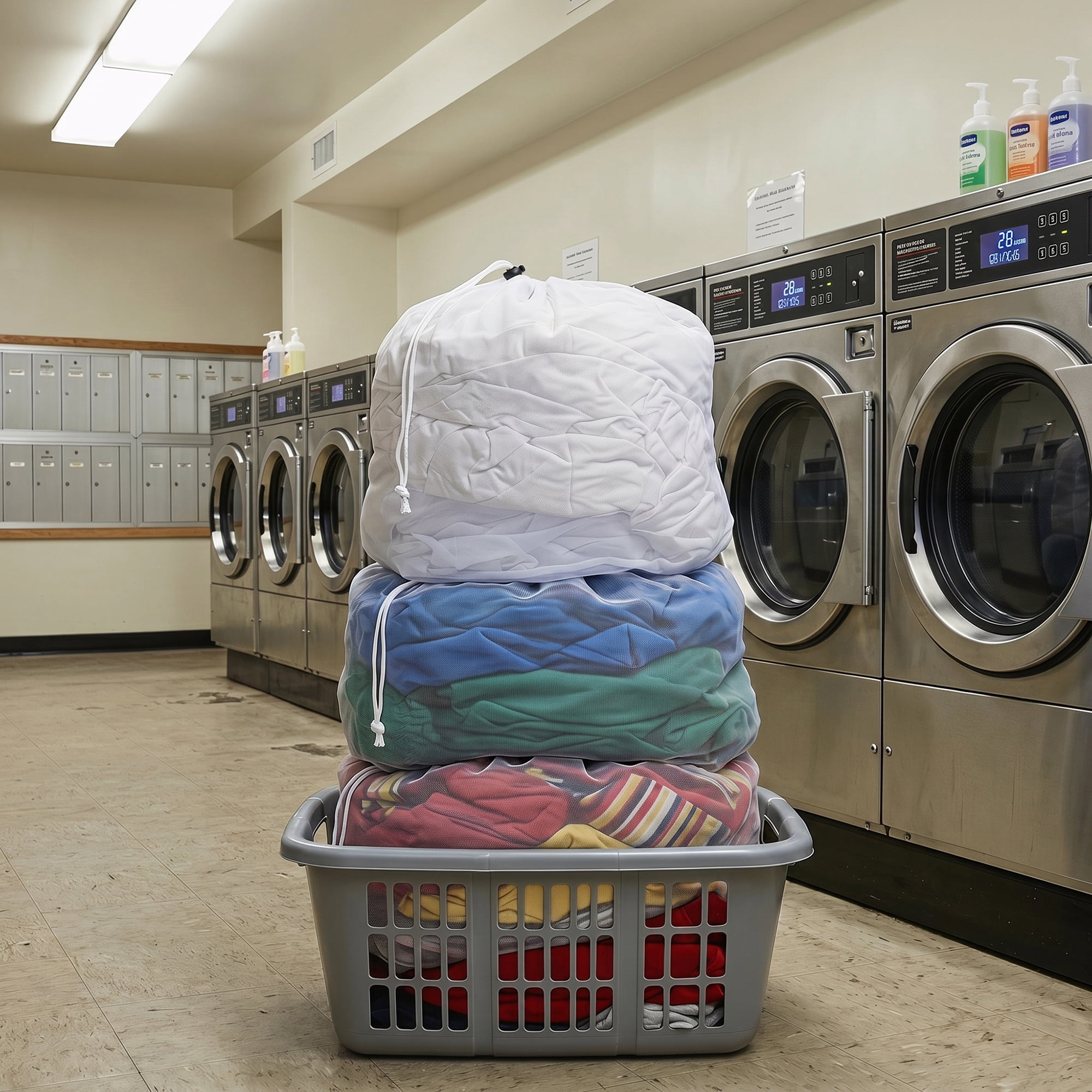 Unique Bargains 2 Pack Nylon Mesh Laundry Bags with Drawstring Closure for Socks White A 19.7"x23.6"