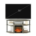 thumbnail image 4 of Furinno Jensen Open Storage Corner Fireplace TV Entertainment Center with Plastic Poles for TV up to 55 Inch, French Oak Grey/Black, 4 of 6