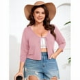 thumbnail image 3 of Yesfashion Women's Plus Size Short Sleeve Knit Cardigan Lightweight Lace-Up Front Open Sweater Cardigans, 3 of 8
