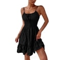 thumbnail image 3 of Busydd Summer Dresses for Women Fashion Ruched Spaghetti Straps Sun Dresses Women Solid Color Sleeveless Square Neck Mini Dress XL, 3 of 6