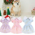 thumbnail image 3 of Turn Down Collar Pet Dress - Short Sleeve Adorable Dress-up - Pullover Plaid Floral Print Dog Skirt - Outdoor Dog Clothes, 3 of 8